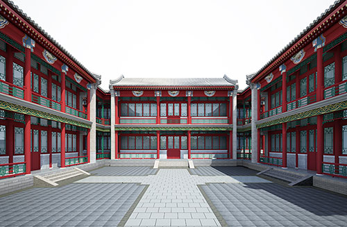 黑山北京四合院设计古建筑鸟瞰图展示