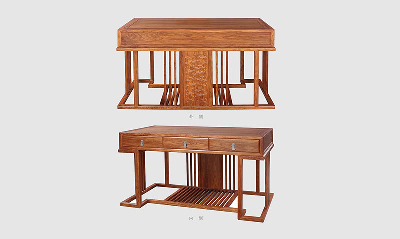 黑山 别墅中式家居书房装修实木书桌效果图